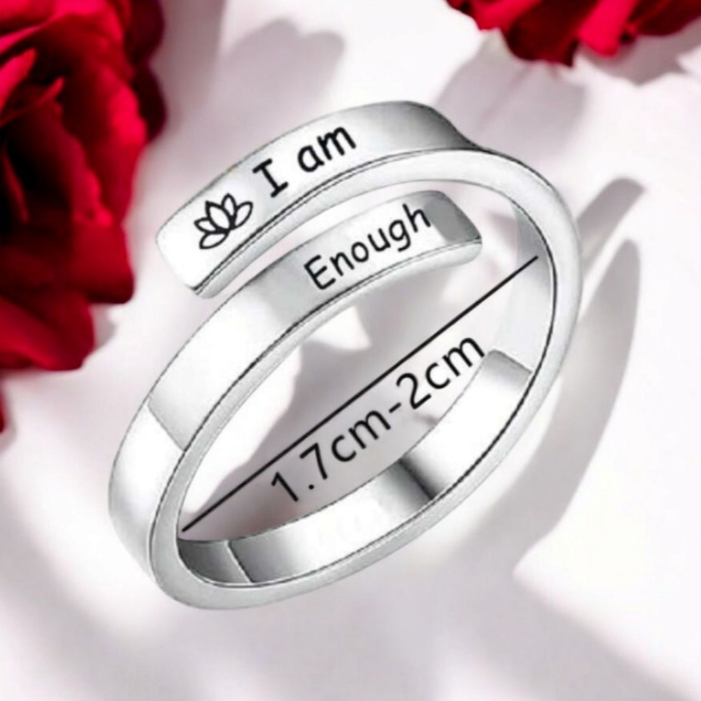 Stainless Steel Adjustable "I Am Enough" Ring
